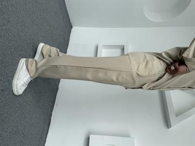 Keten Baggy Pantolon Krem