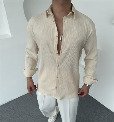 Kırinkıl Desen İthal Gömlek Krem