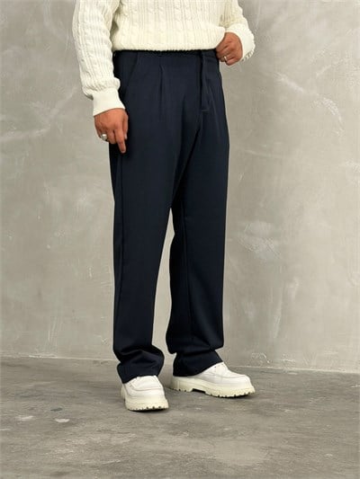 Kışlık Gabardin Baggy Pantolon Lacivert