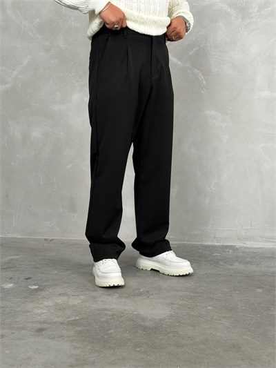 Kışlık Gabardin Baggy Pantolon Siyah