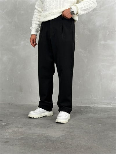 Kışlık Gabardin Baggy Pantolon Siyah
