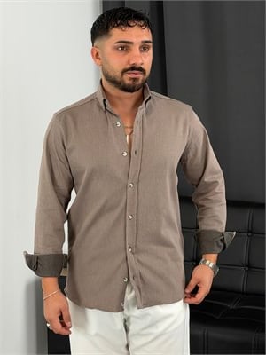 Kışlık Likralı Gabardin Gömlek Bej