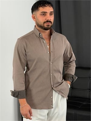 Kışlık Likralı Gabardin Gömlek Bej