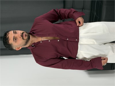 Kışlık Likralı Gabardin Gömlek Bordo