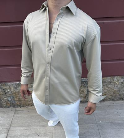 KIŞLIK UZUNKOL ÖRME GÖMLEK BEJ