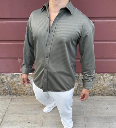 KIŞLIK UZUNKOL ÖRME GÖMLEK YEŞİL