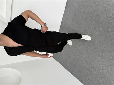 Klasik Siyah Kumaş Pantolon Kısakol Siyah Gömlek Takım