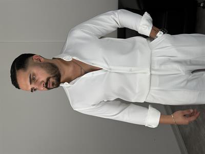 LİKRALI DABIL KUMAŞ GÖMLEK BEYAZ