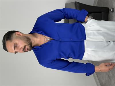 LİKRALI DABIL KUMAŞ GÖMLEK LACİVERT