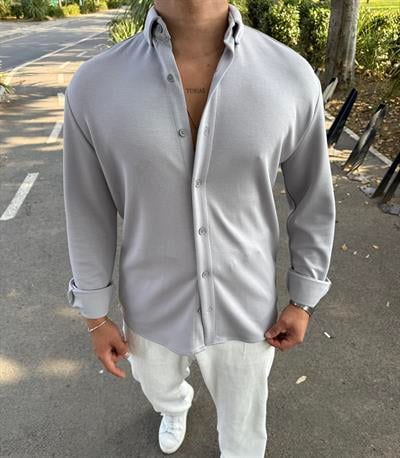 MODAL KUMAŞ KIŞLIK UZUNKOL GÖMLEK GRİ