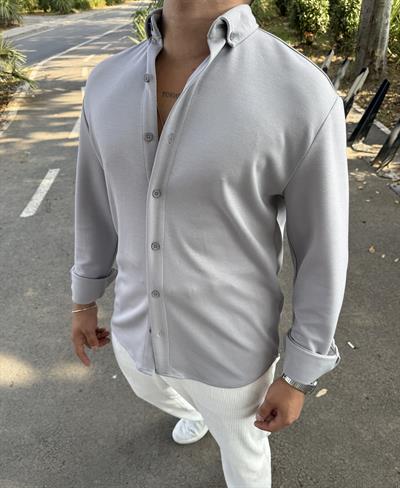 MODAL KUMAŞ KIŞLIK UZUNKOL GÖMLEK GRİ