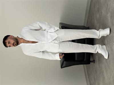 MÜSLİN KUMAŞ YIKAMALI UZUNKOL GÖMLEK BEYAZ