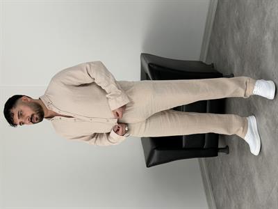 MÜSLİN KUMAŞ YIKAMALI UZUNKOL GÖMLEK BEJ