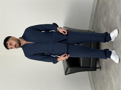 MÜSLİN KUMAŞ YIKAMALI UZUNKOL GÖMLEK LACİVERT