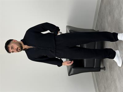 MÜSLİN KUMAŞ YIKAMALI UZUNKOL GÖMLEK SİYAH