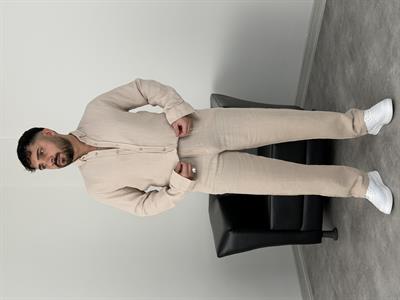 MÜSLİN KUMAŞ YIKAMALI UZUNKOL TAKIM BEJ