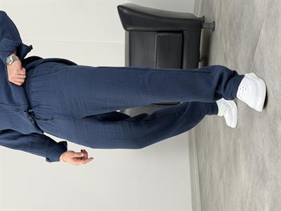 MÜSLİN KUMAŞ YIKAMALI UZUNKOL TAKIM LACİVERT