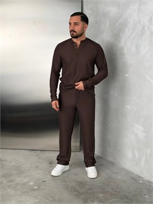 Ottoman Henley Model Takım Acı Kahve