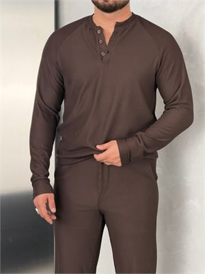 Ottoman Henley Model Takım Acı Kahve
