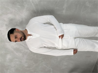 Ottoman Henley Yaka Sweatshirt Beyaz