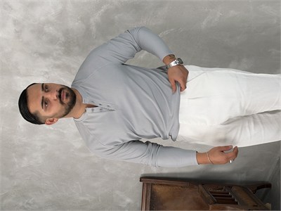 Ottoman Henley Yaka Sweatshirt Gri