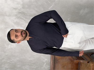 Ottoman Henley Yaka Sweatshirt Lacivert