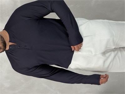 Ottoman Henley Yaka Sweatshirt Lacivert