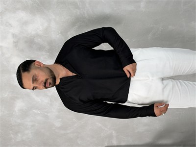 Ottoman Henley Yaka Sweatshirt Siyah