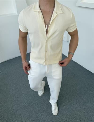 Ottoman Kısakol Gömlek Krem