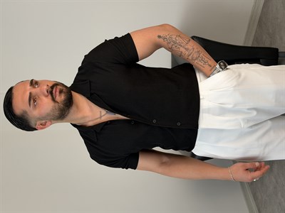 OTTOMAN KUMAŞ PAMUK ÖRME KISAKOL GÖMLEK SİYAH