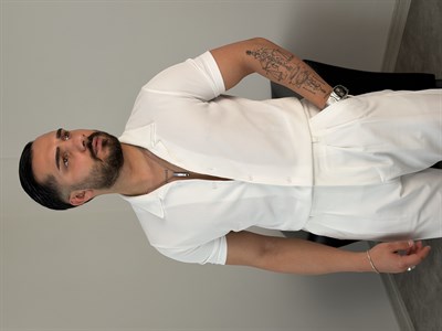 OTTOMAN KUMAŞ PAMUK ÖRME KISAKOL GÖMLEK BEYAZ