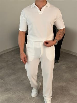 OTTOMAN PAMUK ÖRME YAZLIK TAKIM BEYAZ