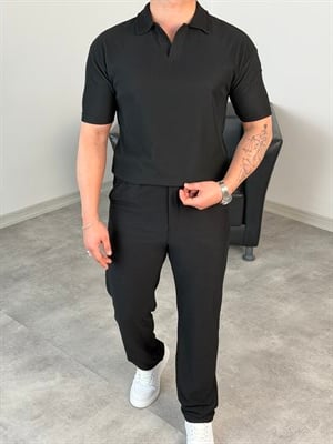 OTTOMAN PAMUK ÖRME YAZLIK TAKIM SİYAH