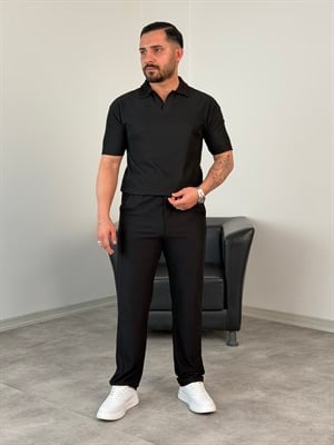 OTTOMAN PAMUK ÖRME YAZLIK TAKIM SİYAH