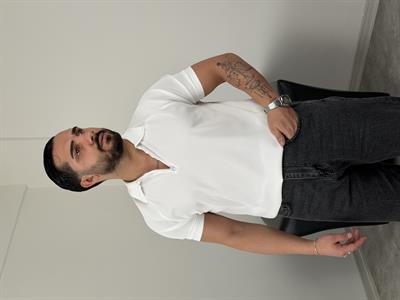 OTTOMAN YARIM FERMUAR POLO YAKA TİŞÖRT BEYAZ