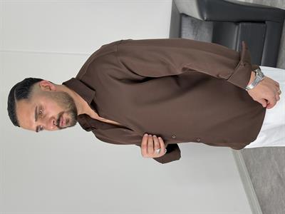 OVERSİZE DABIL İTHAL KUMAŞ GÖMLEK ACI KAHVE