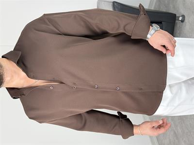 OVERSİZE DABIL İTHAL KUMAŞ GÖMLEK ACI KAHVE