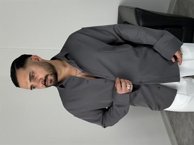 OVERSİZE DABIL İTHAL KUMAŞ GÖMLEK ANTRASİT