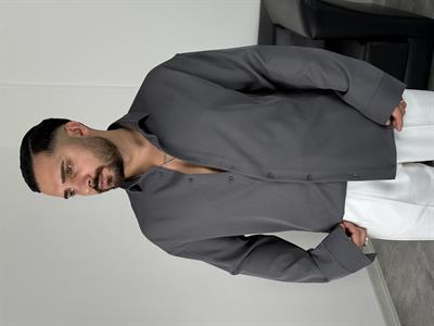 OVERSİZE DABIL İTHAL KUMAŞ GÖMLEK ANTRASİT