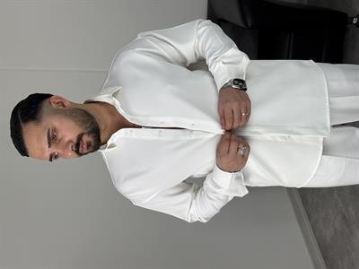 OVERSİZE DABIL İTHAL KUMAŞ GÖMLEK BEYAZ
