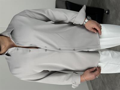 OVERSİZE DABIL İTHAL KUMAŞ GÖMLEK GRİ