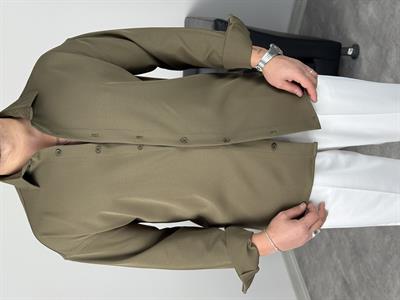 OVERSİZE DABIL İTHAL KUMAŞ GÖMLEK HAKİ YEŞİL