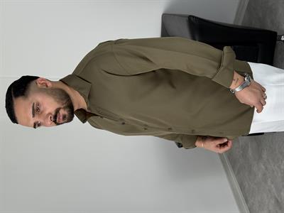 OVERSİZE DABIL İTHAL KUMAŞ GÖMLEK HAKİ YEŞİL