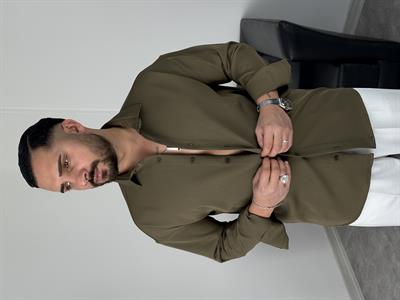 OVERSİZE DABIL İTHAL KUMAŞ GÖMLEK HAKİ YEŞİL