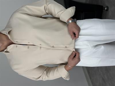 OVERSİZE DABIL İTHAL KUMAŞ GÖMLEK KREM