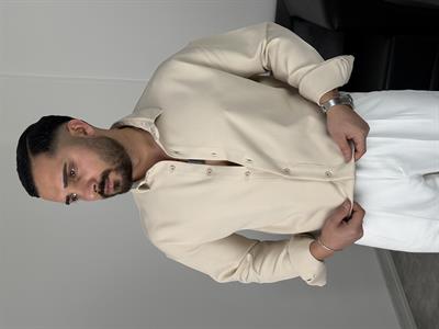 OVERSİZE DABIL İTHAL KUMAŞ GÖMLEK KREM