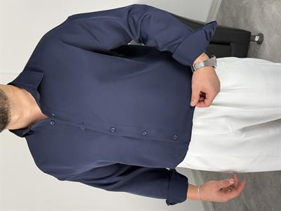 OVERSİZE DABIL İTHAL KUMAŞ GÖMLEK LACİVERT