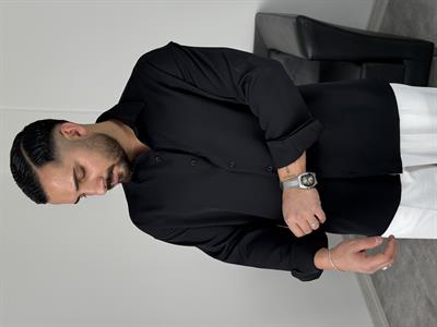 OVERSİZE DABIL İTHAL KUMAŞ GÖMLEK SİYAH