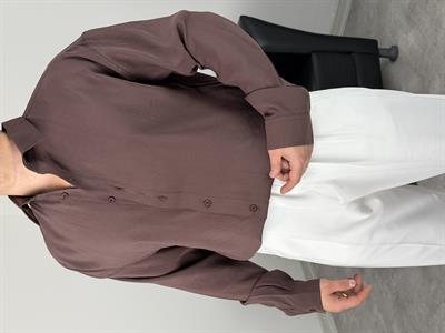 OVERSİZE PAMUK TENSEL KUMAŞ GÖMLEK ACI KAHVE