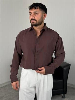 OVERSİZE PAMUK TENSEL KUMAŞ GÖMLEK ACI KAHVE